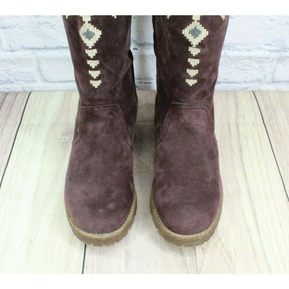 Muk Luks Purple Suede Pull On Knee High Barbie Snowflake Snow Boots Size 8 - Picture 5 of 12